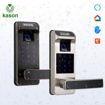 China Modern Keyless No Key Less Fechadura Tuya TT Electric Lock Smart Digital Door Fingerprint Handle Lock For Hotel Apartment Home for sale