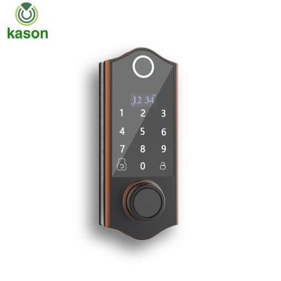 China Modern Zinc Alloy Electroplate Combination Fingerprint Smart Door Lock Durable Deadbolt With Keypad For Exterior Door French Door for sale