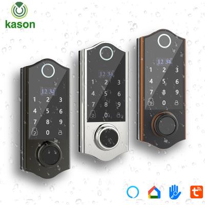 China Modern Durable Keyless Smart Door Entry Fingerprint Cerradura Fechadura TT Lock Tuya Front Door Digital Fingerprint Deadbolt Lock for sale