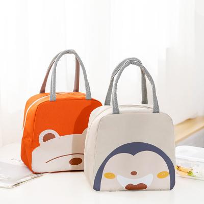 China Thermal Insulation And Cold Fashion Cartoon Insulation Cute Boy And Girl Canvas Insulated Lunch Bag Low Price Cooler Bag For Kids Bags For Lunch Box for sale