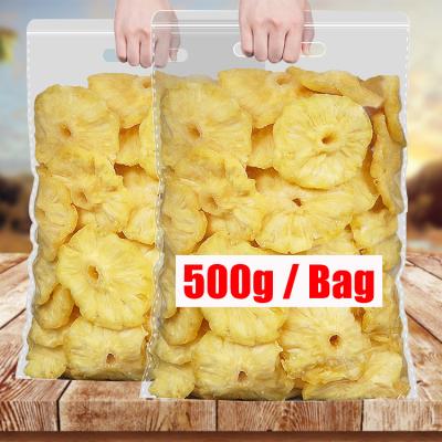 China Canned sweet and sour fruit 500g bag wholesale OEM PRESERVED pineapple rings and dried fruit pineapple slices snacks food for sale