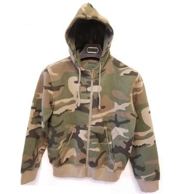 China Windproof Mens Cotton Polyester Camouflage Outdoor Knitted Fleece Zip Up Hooded Camouflage Hooded Jacket for sale