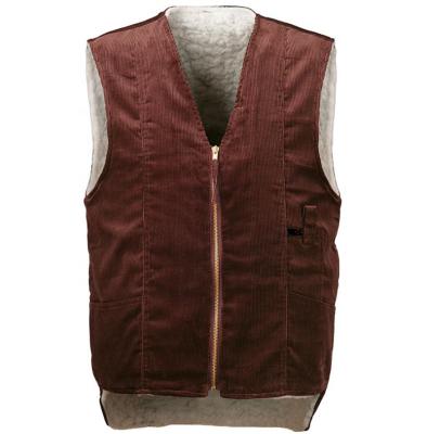 China Brown Rope Faux Fur Trucker Vest Corduroy Kidney Protection Workwear Warmer Cold Protective Vest Outdoor Working Vest Body Vest for sale