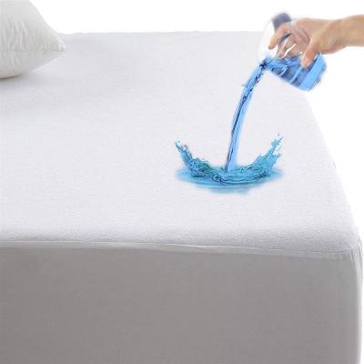 China Waterproof Cotton Terry Surface Mattress Cover With TPU Queen Size Mattress Protector for sale