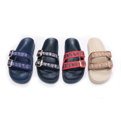 China Custom Printing Logo Pattern Unisex Men's EVA PVC Sandals Cushioning Slips Slippers for sale