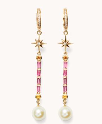 China Hot Sale Fashion Brass Jewelry Wholesale Star Pearl Tassel Earring Drop Earrings For Women And Girls for sale