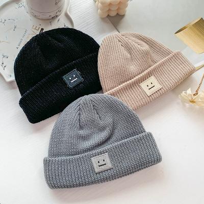 China breathable & Beanie Cap Winter Hat Knitted Women's Beanies Cap Brand New Waterproof Thick Label Smiling Women's Winter Knit Hat for sale