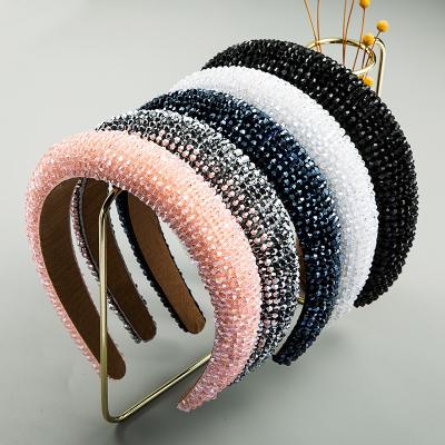 China Fabric 5 Colors Baroque Headband Women Fashion Headband Girls Headbands 3Cm Wide Shock Elegant Sparkly Main Bands for sale