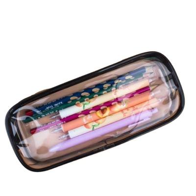 China Waterproof Custom Logo Pvc Clear Transparent Zipper Capacity Kids School Pencil Cases And Bags Set Pouch for sale