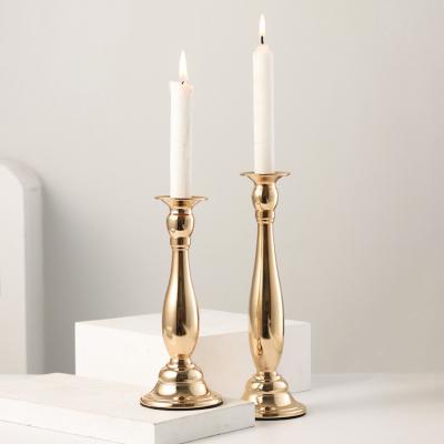 China Wholesale Eco-friendly Decorative Candlestick Holder Metal Table Golden Candle Holder Candlesticks Luxury Gold For Home for sale