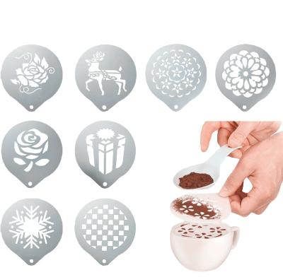 China Sustainable Food Grade 304 Stainless Steel Stencil Custom Cappuccino Decorating Metal Cafe Stencils for sale