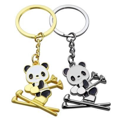 China 2022 New Winter Beijing's Mascot Made Of Durable Hot Selling Zinc Alloy Ski Panda Bag Pendants Metal Keychain Sports Promotional Gifts for sale