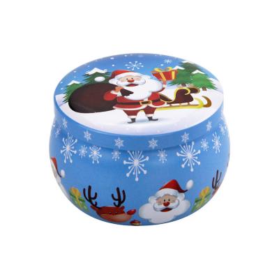 China Christmas Candle Scented Box Wholesale Durable Tin Metal Packaging Container 2.2oz Round Metal Tin Packaging for sale