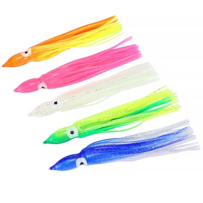 China PVC PVC Squid Luminous Skirts Soft Lure 10cm Octopus Groundbait Artificial Rubber Groundbait Night Fishing Lure Glow For Tuna Mix Color for sale