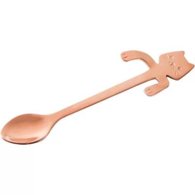 China Cartoon minimalist creative cat 304 stainless steel handle dessert coffee ice cream hanging mixing spoon for sale