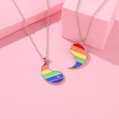 China New Fashion Design The Eight Diagrams Combine Girl's Necklace Couples Design Rainbow Creative Necklace for sale