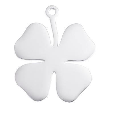 China 304 stainless steel 304 stainless steel four leaf clover custom diy accessary can be engraved small pendant necklace for sale