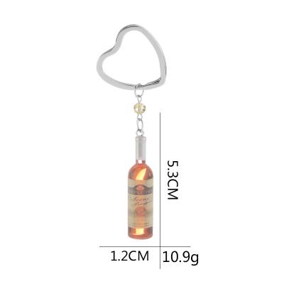 China Plastic & New Fashion Wholesale Resin Beer Bottle Bags Promotional Colorful Keychains Gift Key Chains for sale