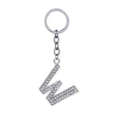 China Hot-Wholesale Fashion 26 Letter Ring Metal Creative Zinc Alloy Diamond Key Pendant Key Chains for sale