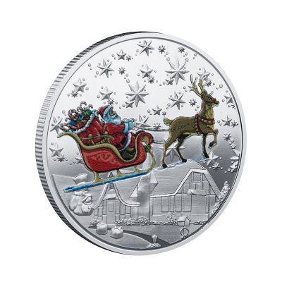 China China In Stock Happy New Year Silver Metal Iron Gold Relief Christmas Challenge Coins for sale