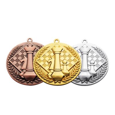 China Custom Europe Promotion Medallion Award Good Quality Metal 3d Sports Chess Medals With Ribbon for sale