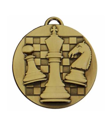 China Custom Europe Promotion Medallion Award Good Quality Metal Sports 3d Chess Medals Ribbon Chess Medals for sale