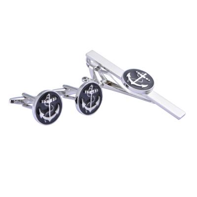 China New Luxury Creative High End Brass Alloy Link Pin Metal Epoxy Round Anchor Cufflinks For Men for sale