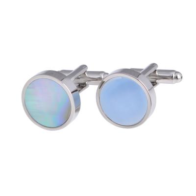 China 2021 Wholesale Casual High Quality Natural Bronze Crystal Color Round Pearl Shell Cufflinks For Men for sale