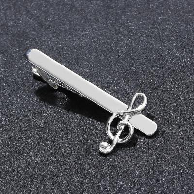 China Novelty Brass Silver Plated Shinny Custom Music Note Symbol Logo Tie Rod Clip for sale