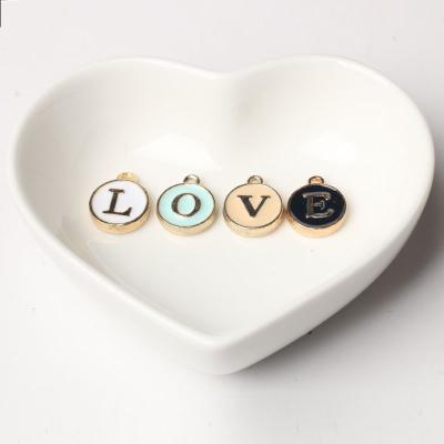 China Handmade A-Z European Alphabet Charms Bracelet Customized Alloy Word Customized Enamel Letter Charms Pendants for sale