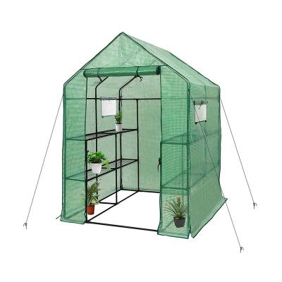 China Walk in greenhouse garden use greenhouse for planting greenhouse with shelves for sale