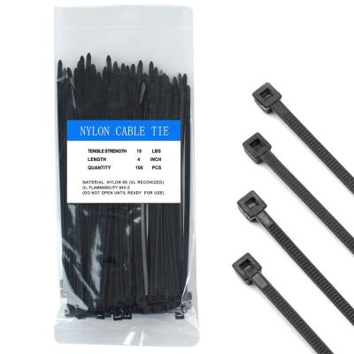 China 6.6 Inch Nylon Cable Zip Ties 8 White/Black 18lbs 2.7x200mm for sale