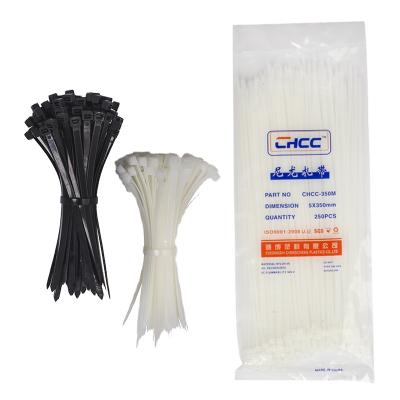 China Flame-retardant self-locking cable ties 66 4.8*300mm brand new black white UV material nylon cable ties for sale