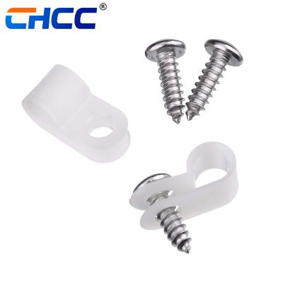 China Data Cables Nylon Screw Wire Clips Clip Clamp R-Type Fasteners Tubing Clips Chcc Data Cable 100 PCS 100pcs/bag CE ROHS SGS 1/8inch for sale