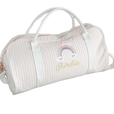 China Wholesale Custom Canvas Weekender Travel Bag Monogram Designer White Pink Kid's Eco-Friendly Duffel Bag for sale