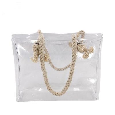 China Daily Life Summer Gig Bag Customized New PVC Tote Bag With Rope Handle Clear Transparent for sale