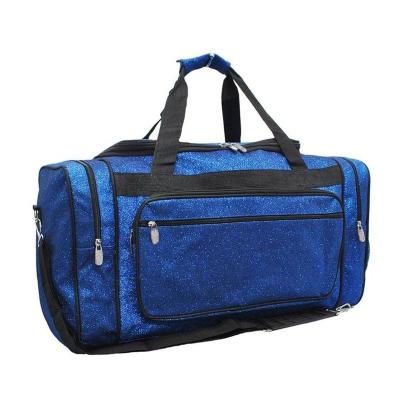 China Wholesale Personalized Royal Blue Overnight Duffel Bag Embroidered Eco-Friendly Weekender Travel Bag Glitter Canvas for sale