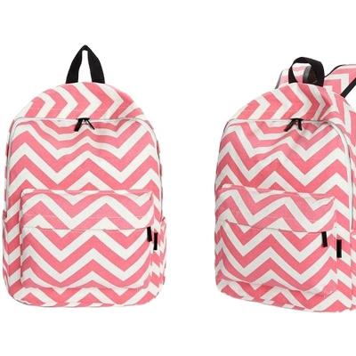 China Portable Cotton Seersucker Satchel Monogram Zipper Canvas Chevron Cotton Seersucker Backpack For Kids for sale