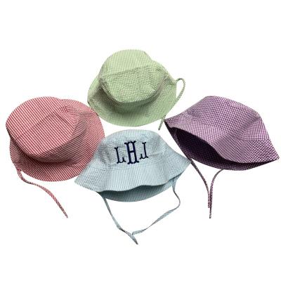 China Baby Sun Hat Breathable Empty Bucket Hat Breathable Gift For Newborn Cotton Seersucker Baby Bucket Hat for sale