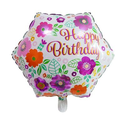 China 2021 Party Decoration New Arrival 18inch Flower Balloon 18inch Happy Birthday Balloon For Birthday Decoration for sale