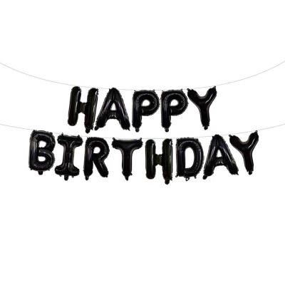 China Gift Toy Hot Sale 16 Inch Black Happy Birthday Letter Set Balloon Mylar Balloon For Decoration for sale