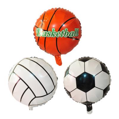 China 2021 Gift Toy Wholesale 18 Inch Inflatable Volleyball Shape Aluminum Helium Balloon Self Seal Round Valves Balloon for sale