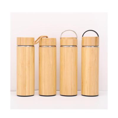 China Viable Thermos Bamboo Vacuum Flask Insulated Vacuum Stainless Steel Coffee Tea Bamboo Thermal Water Flask for sale