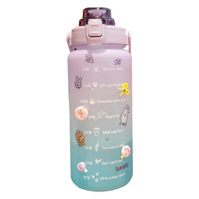 China Sustainable Motivation Hot Cold Insulated Water Bottle 2L Metal Drink Bottle With Straw for sale