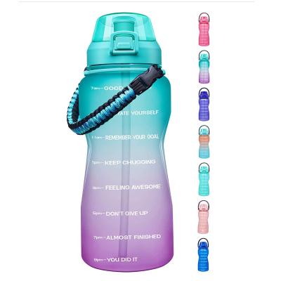 China 1 Gallon Large Gym Water Bottle Motivational Plastic Sustainable Water Bottle With Time Marker Straw for sale