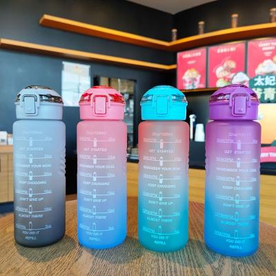 China 1000ml Drinkware Sustainable Water Jug Sports Motivational Sports Gym Plastic Water Bottle With Time Marking for sale