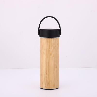 China Thermos 2022 New Sustainable Design Double-wall Vacuum Bottle Stainless Steel Bamboo Bamboo Water Bottle for sale