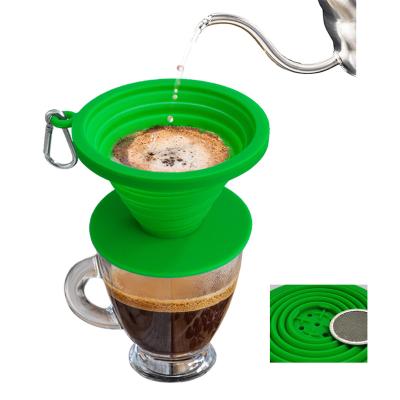 China Viable Collapsible Paperless Pour Over Coffee Silicone Dripper Coffee Maker With Reusable Stainless Steel Coffee Filter for sale