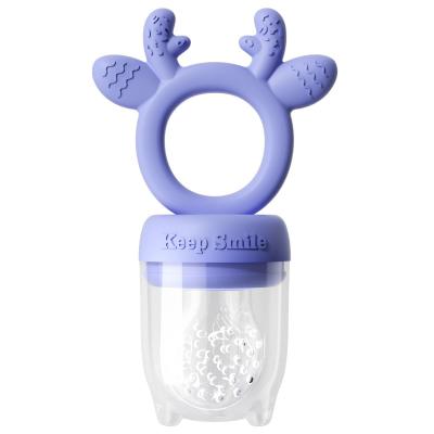 China OEM BPA Feeder Relief Food Grade Cartoon Deer Baby Fruit Silicone Free Pacifier Soft Chewing Teether Rod for sale