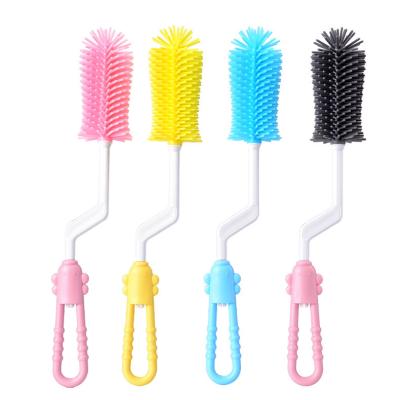 China 3 Viable in 1 OEM ODM Colorful Long Handle Baby Milk Bottle Nipple Straw Cleaning Brush Water Cup Sippy Washing Feeding Remover for sale